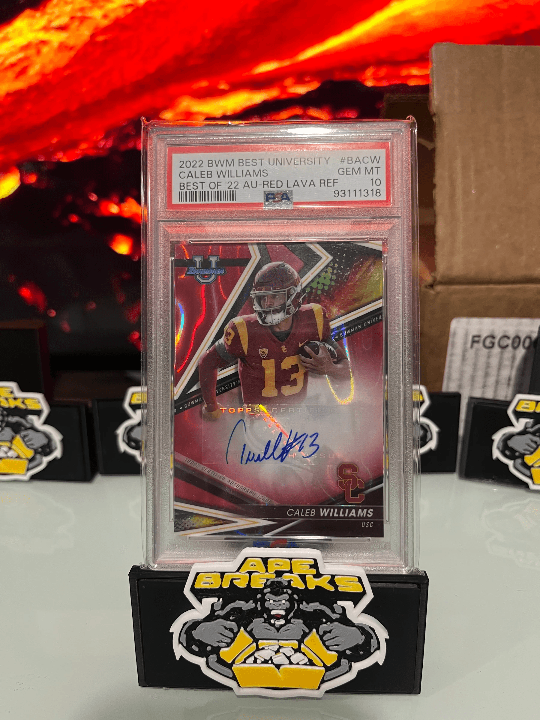 2022 Bowman Best University Caleb Williams Red Lava 5/5 Autograph PSA 10
