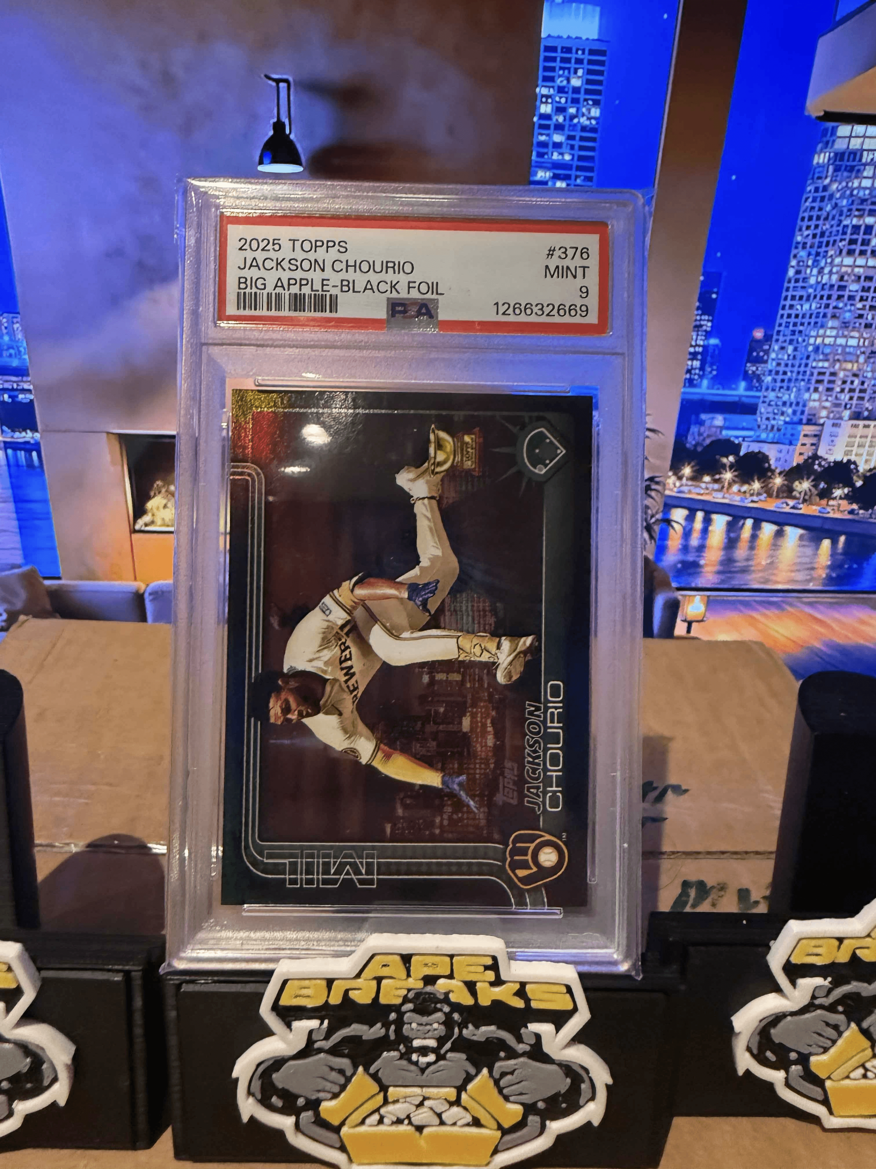 2025 Topps Jackson Chourio Big Apple Black foil PSA 9