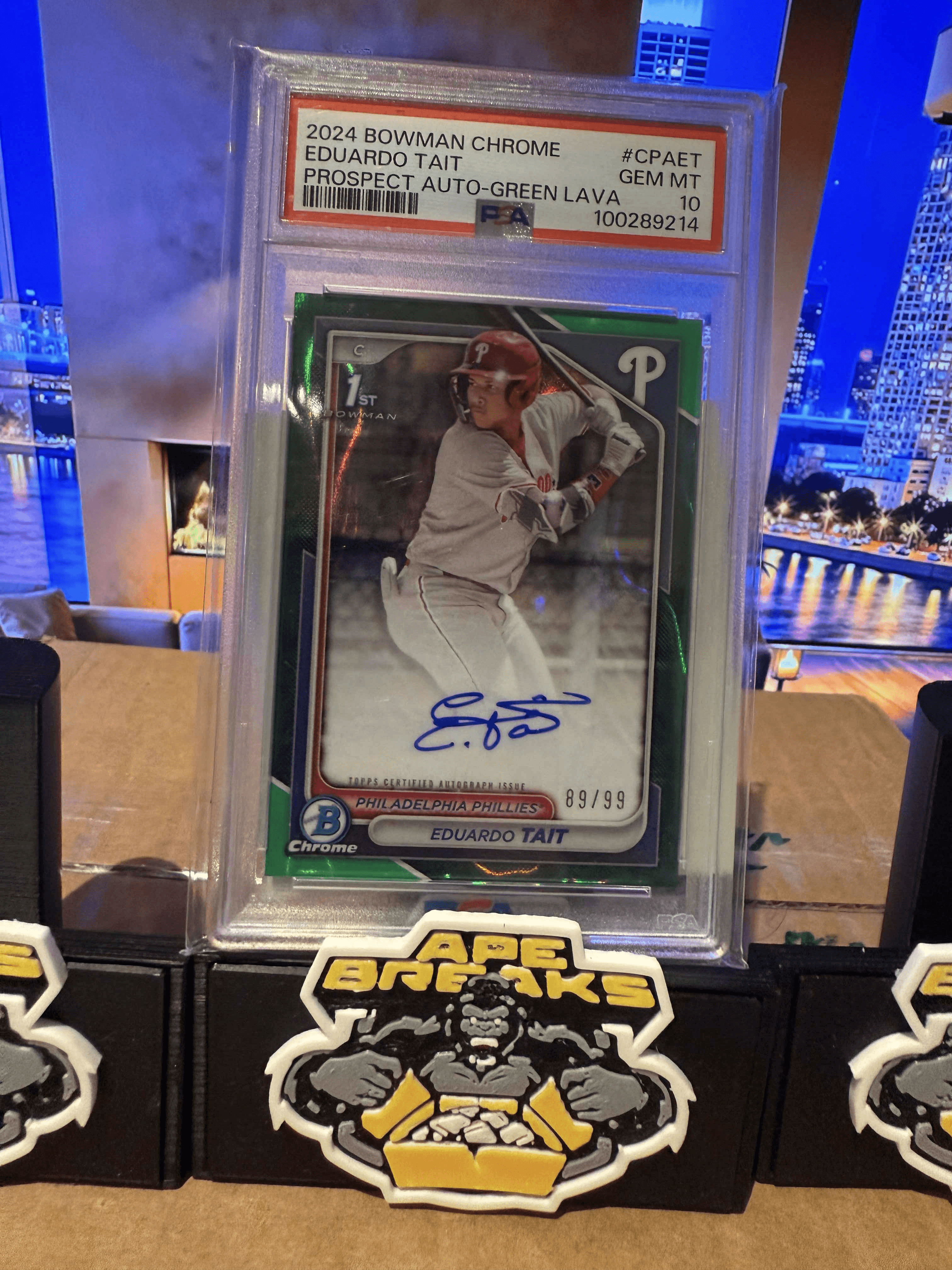 2024 Bowman Chrome Eduardo Tait Green lava auto /99 PSA 10